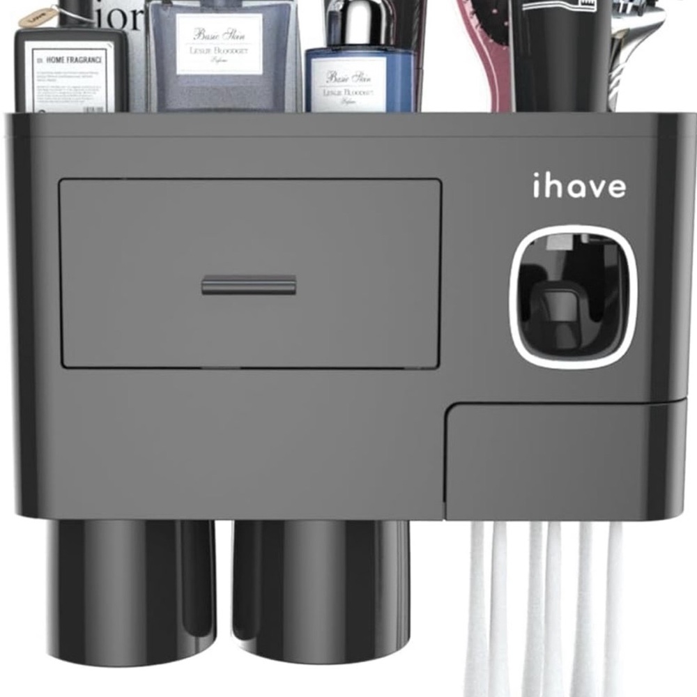 Have Charcoal Wall-Mounted Bathroom Organizer